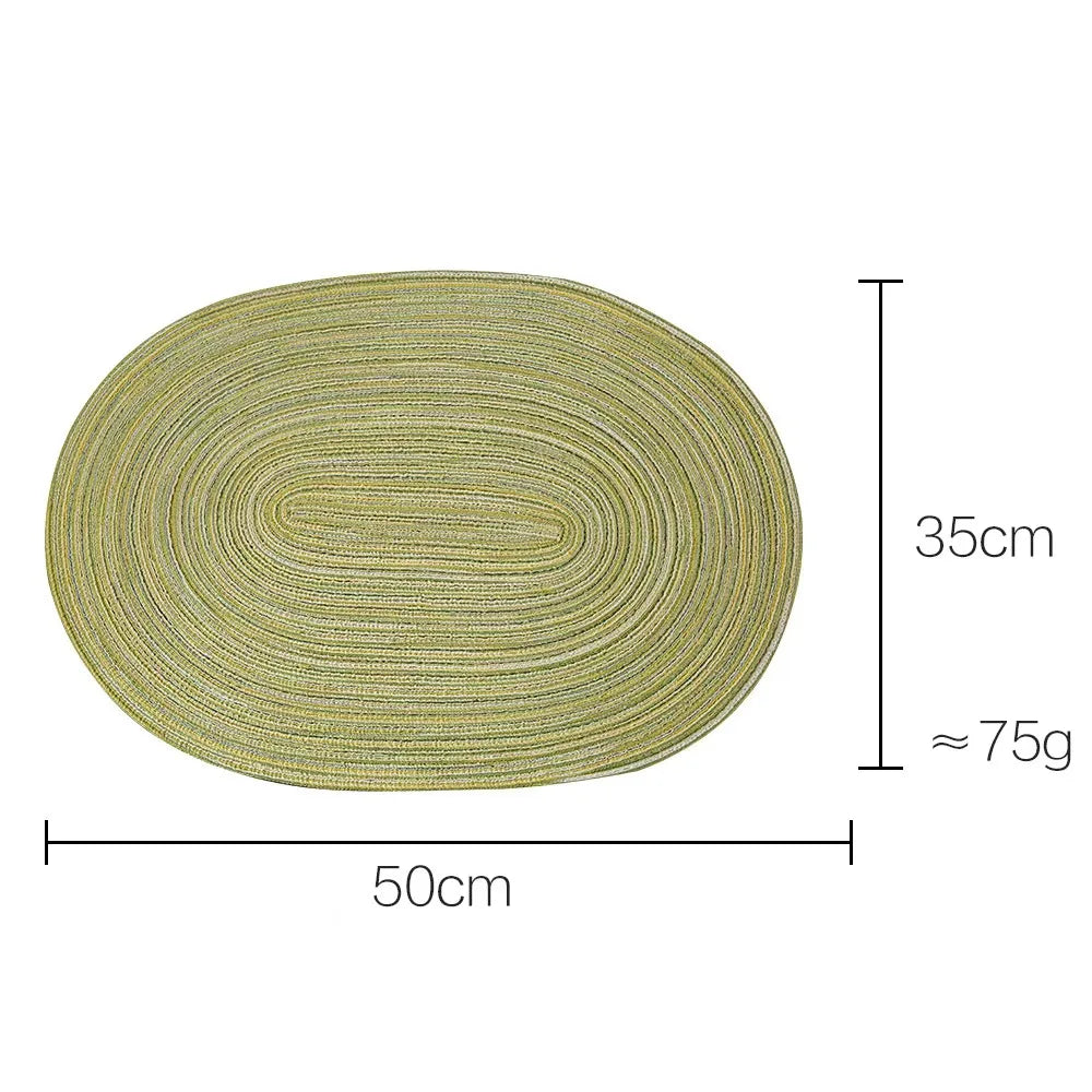 Lot de 4 napperons ovales tissés antidérapants - Vert