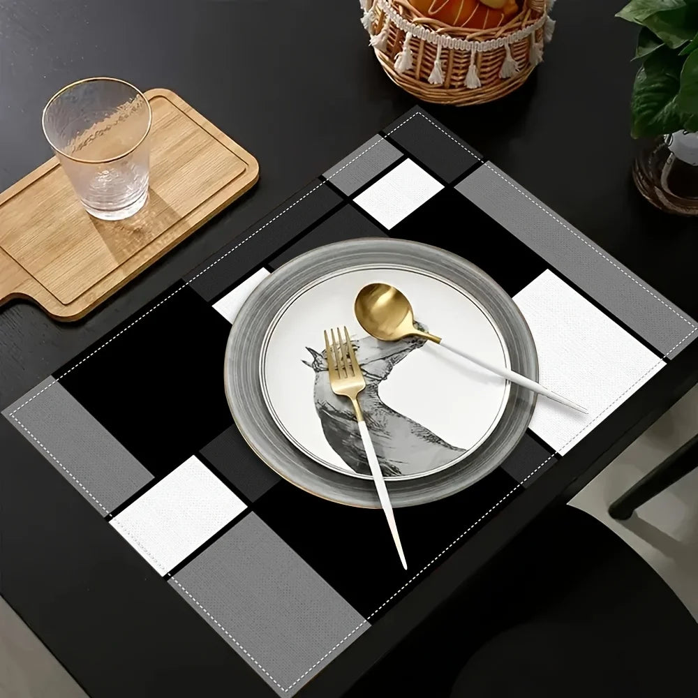 Lot de 4 napperons à motifs géométriques - Noir