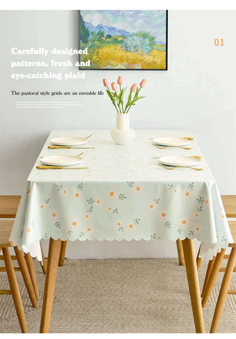 Nappe de table en PVC Imperméable imprimée à fleurs