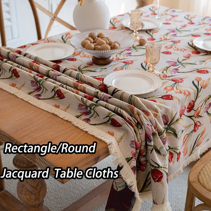 Nappe en coton jacquard - style rustique américain