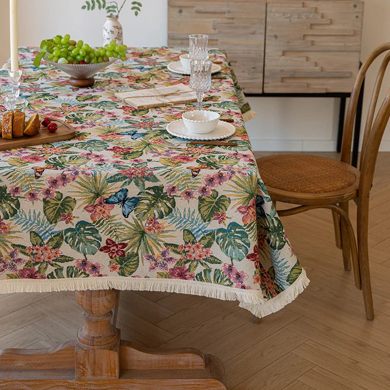 Nappe en coton jacquard - style rustique américain