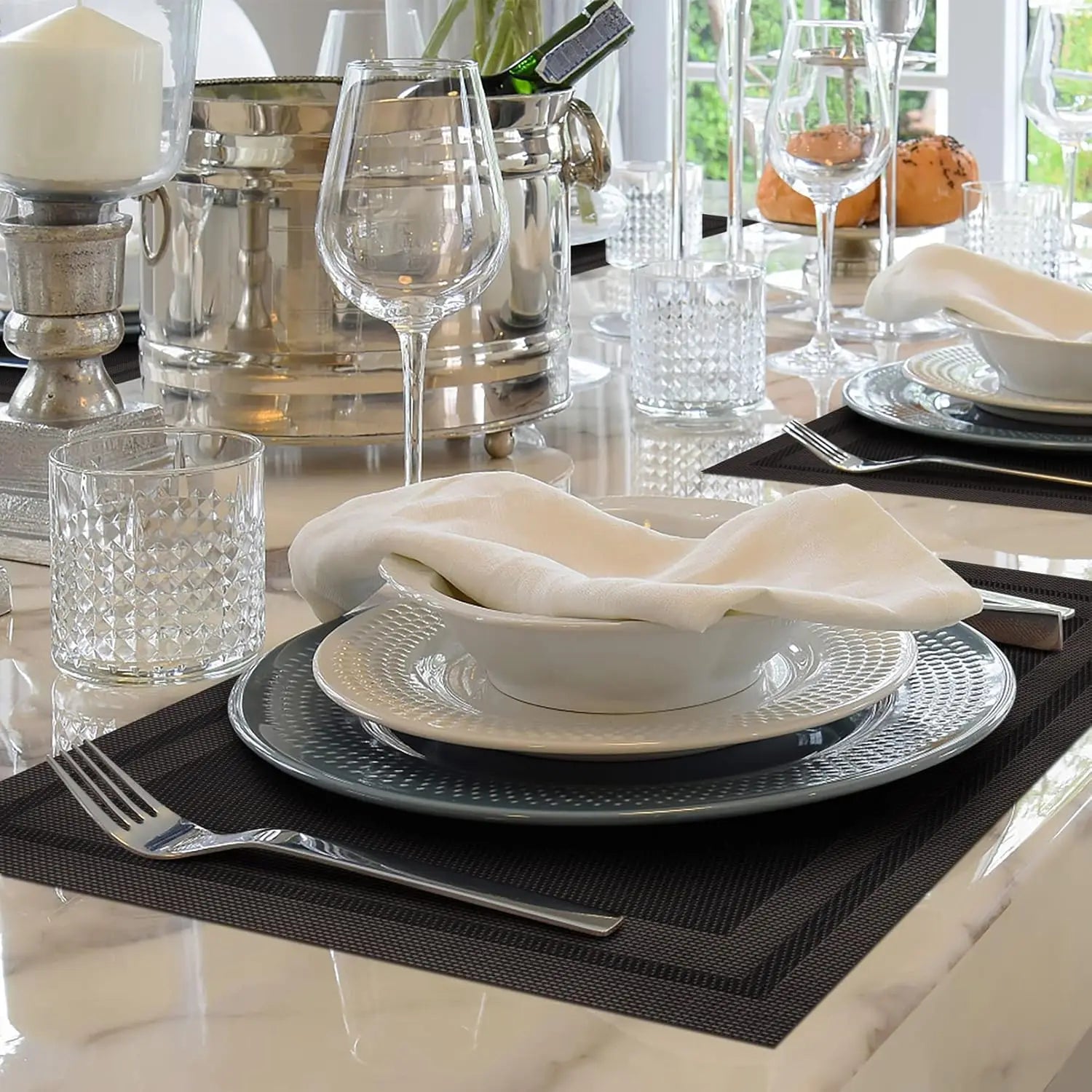 Lot de napperons en PVC anti-brûlure - Noir