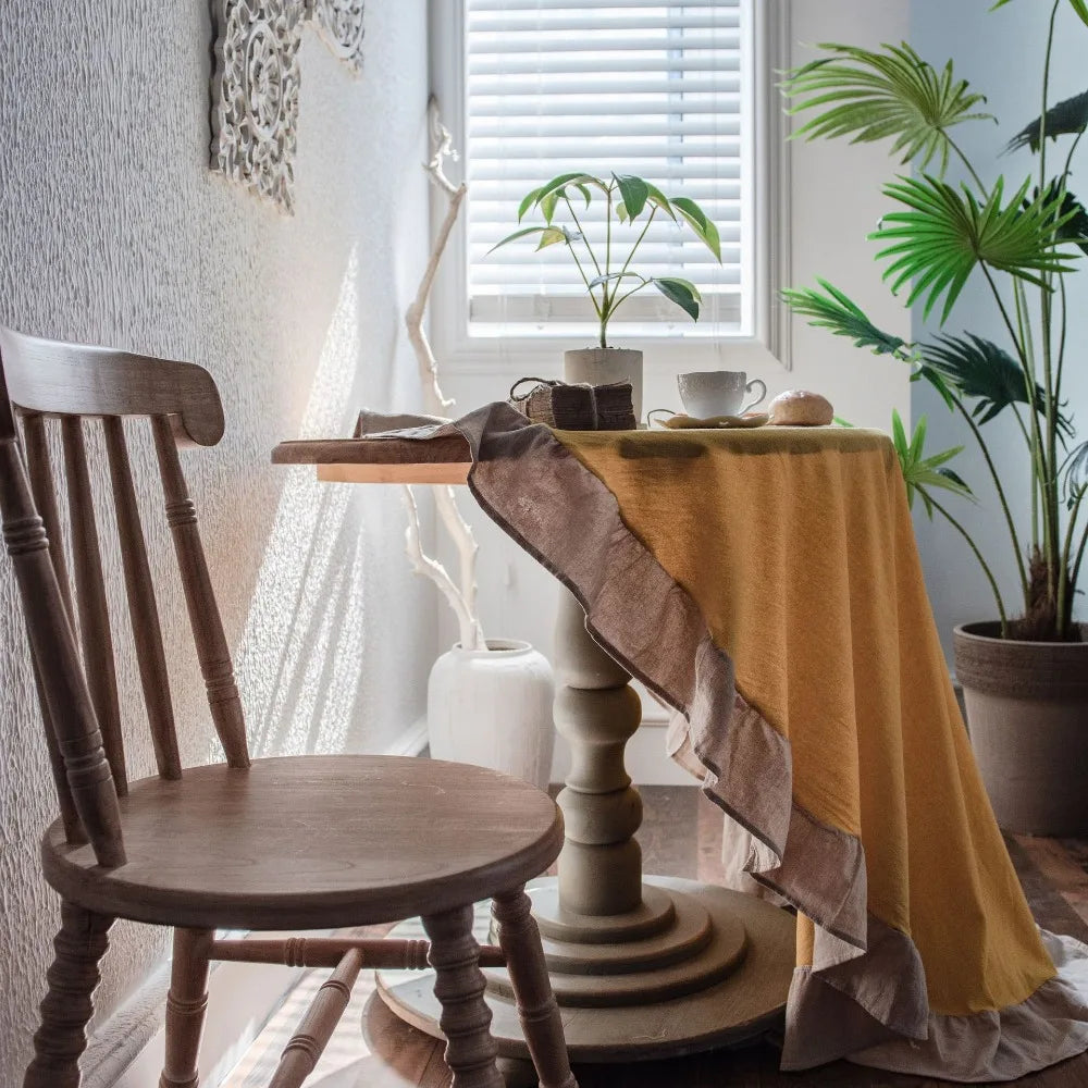 Nappe ronde à franges 100% coton