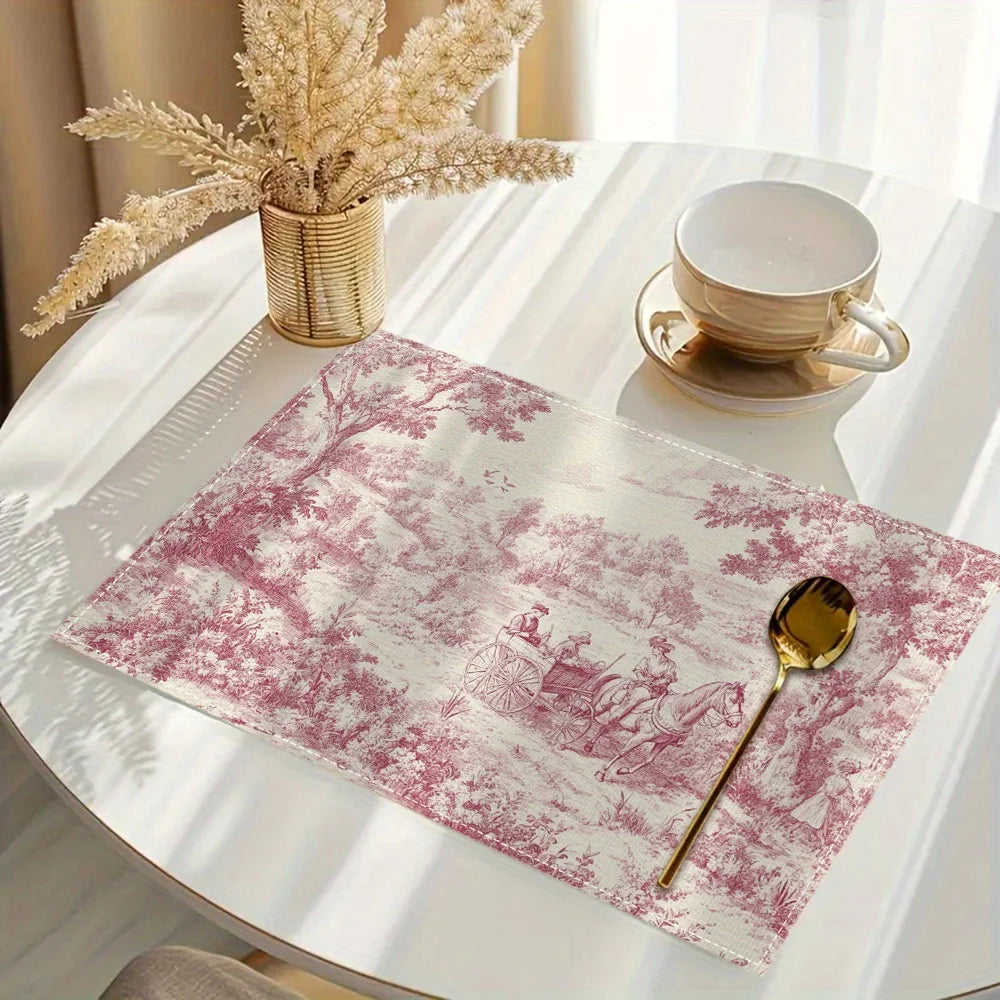 Lot de napperons anti-tache - motif campagnard