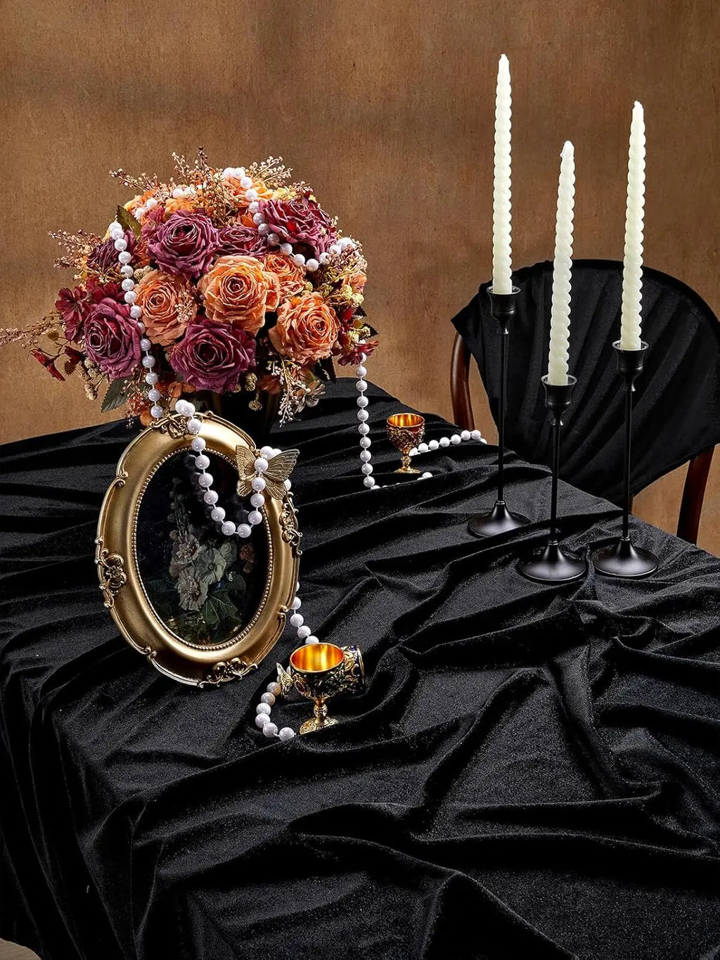 Nappe de table effet velours - Noir