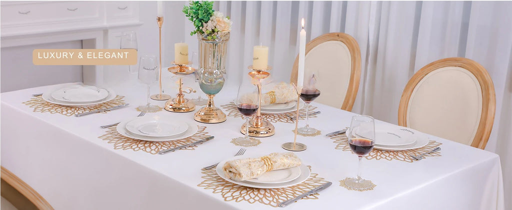 Lot de 6 Napperons en PVC - doré