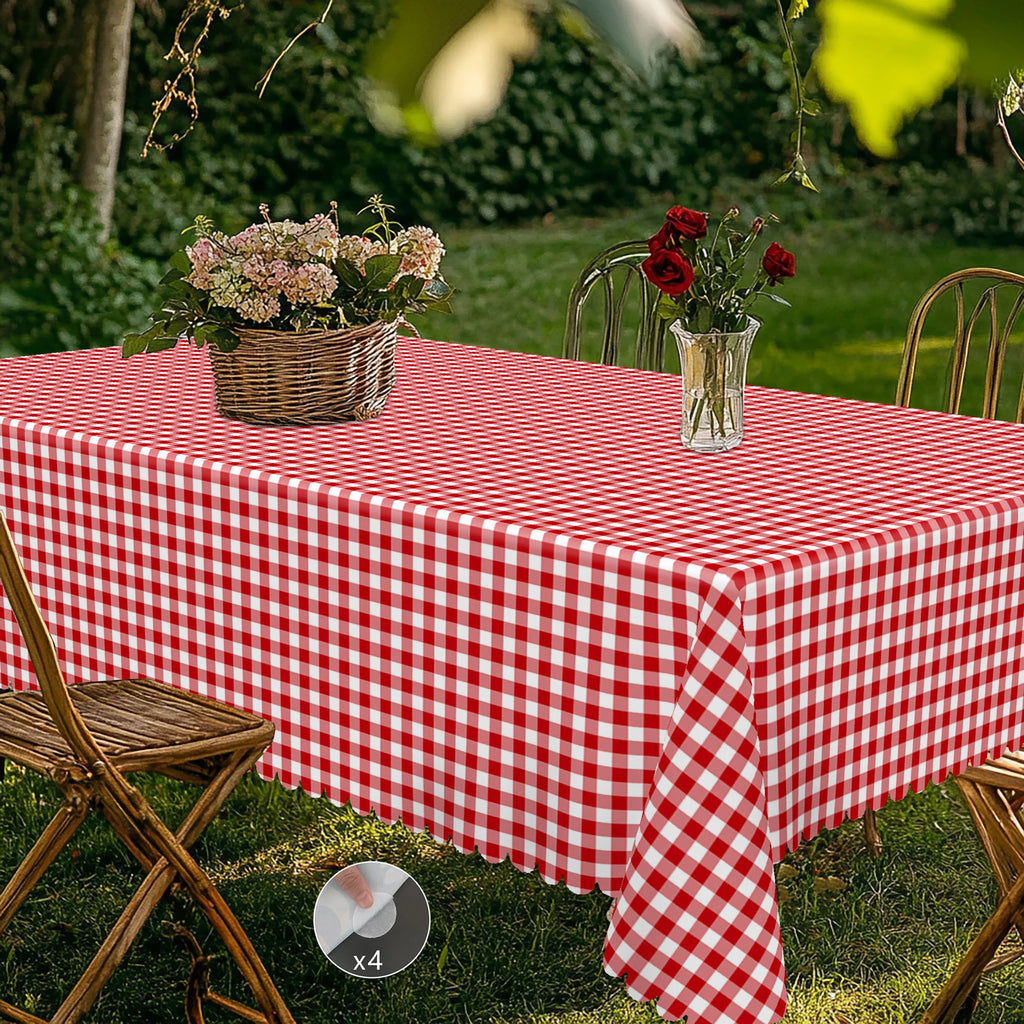 Nappe de table imperméable à carreaux rouge et blanc