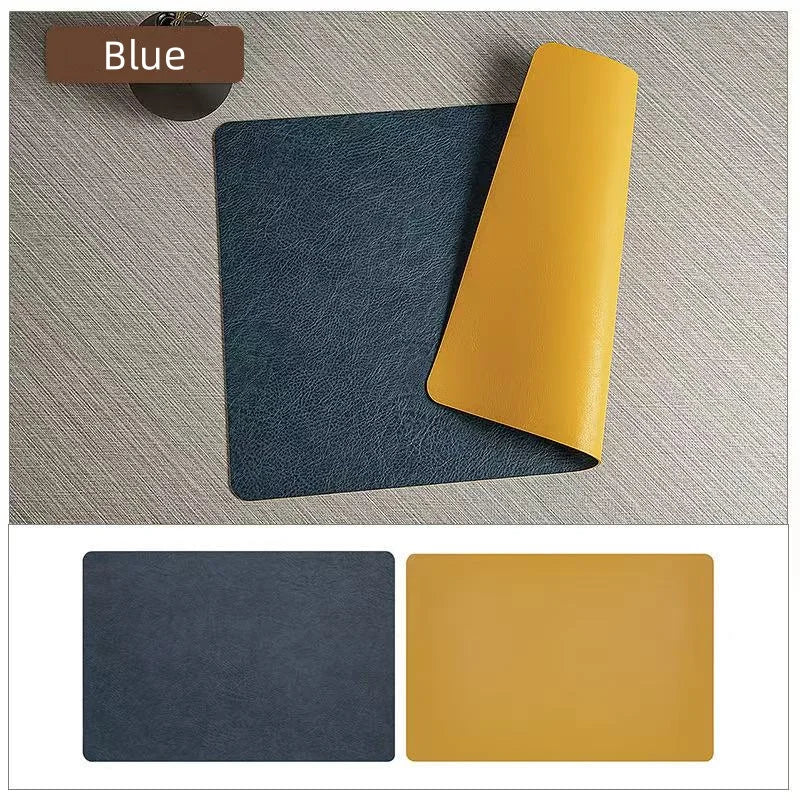 Lot de 4 napperons en simili cuir antidérapants - Bleu et jaune