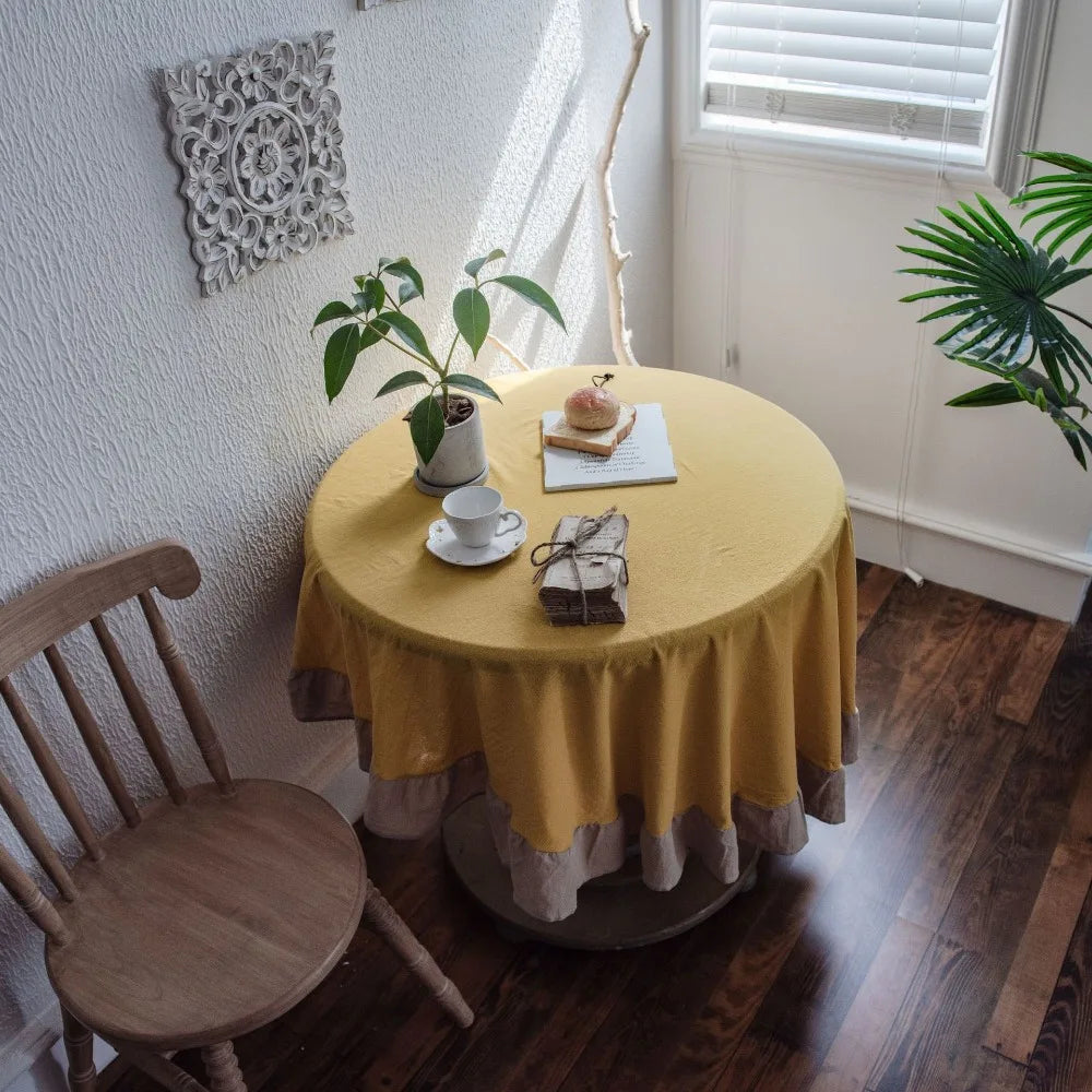 Nappe ronde à franges 100% coton