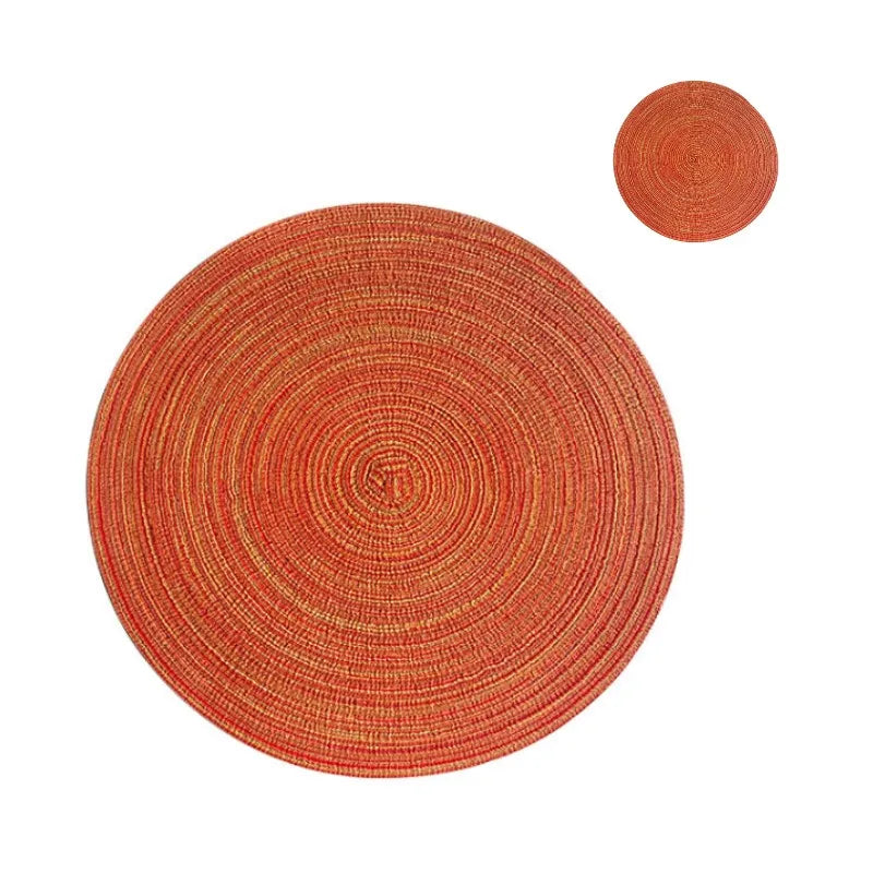 Lot de 4 napperons ronds tissés - Orange