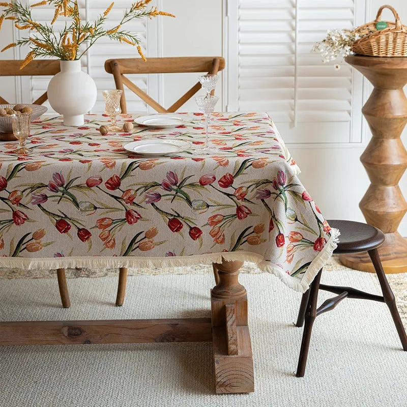 Nappe en coton jacquard - style rustique américain