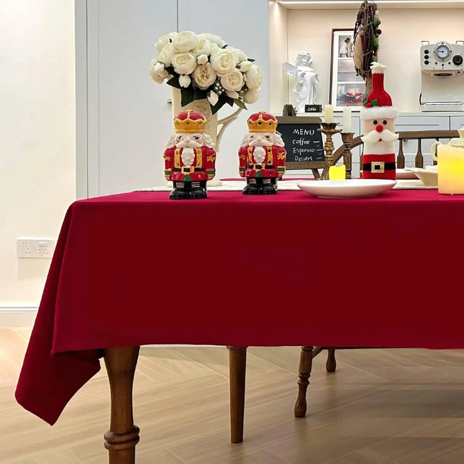 Nappe de table effet velours - Rouge