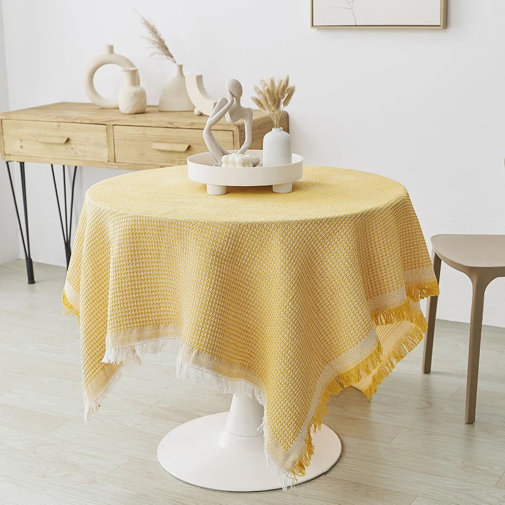 Nappe à franges carrée en coton