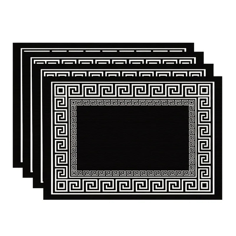 Lot de 4 napperons à motif grec - Noir