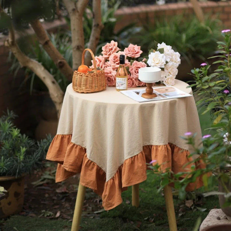 Nappe ronde à franges 100% coton