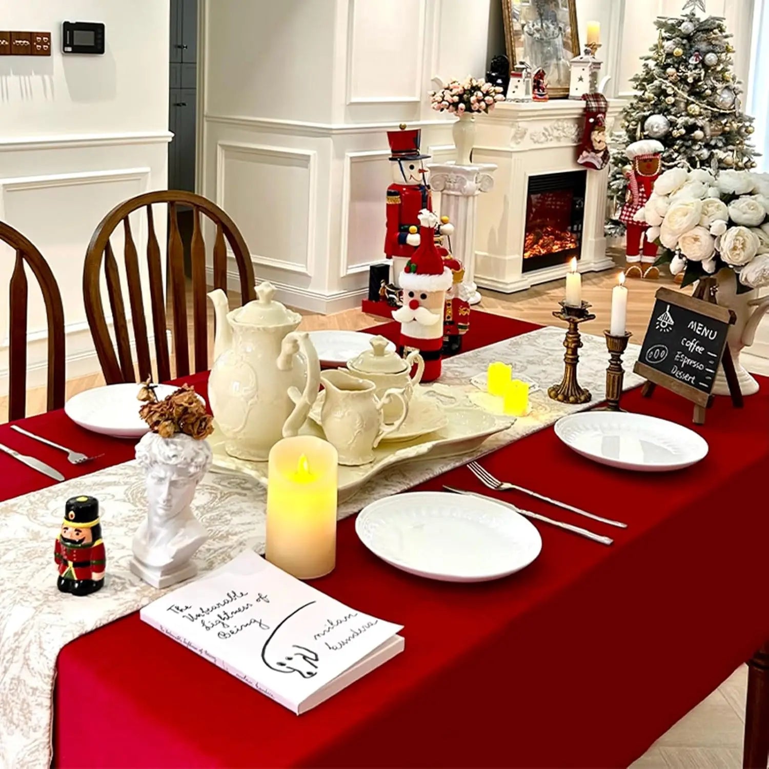 Nappe de table effet velours - Rouge