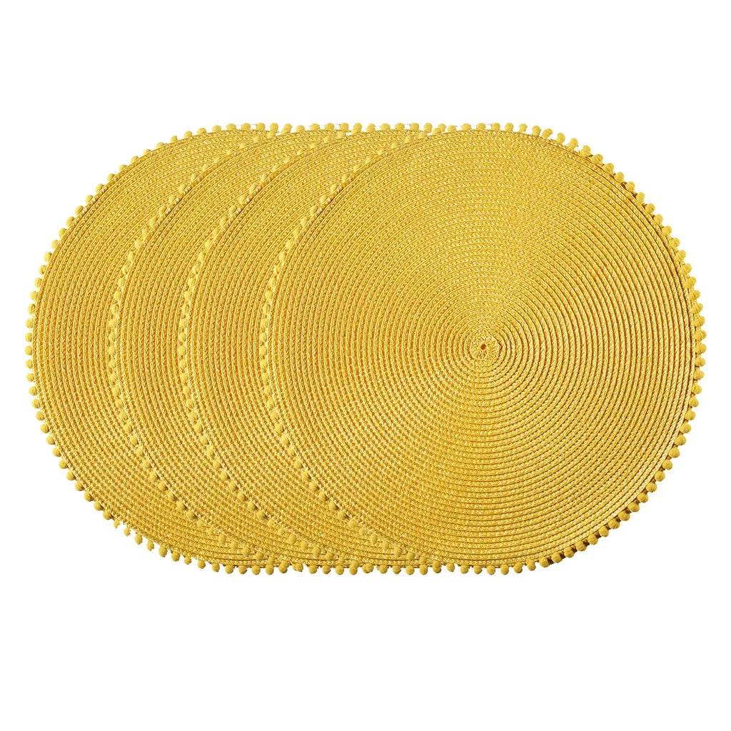 Lot de 4 napperons ronds tressés - Jaune