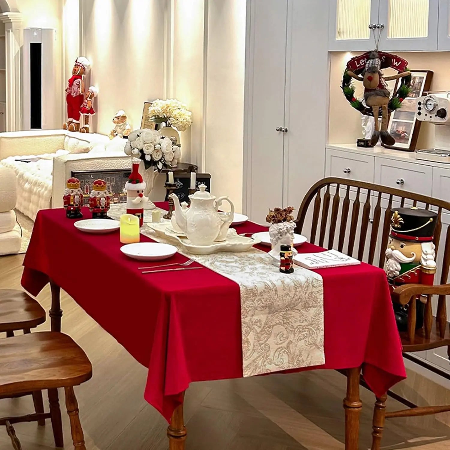 Nappe de table effet velours - Rouge