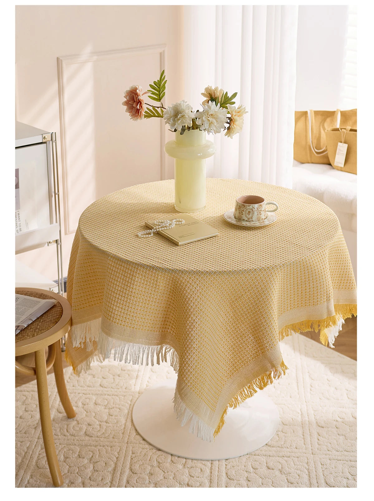 Nappe à franges carrée en coton