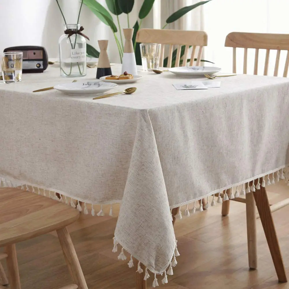Nappe en lin avec franges bohème