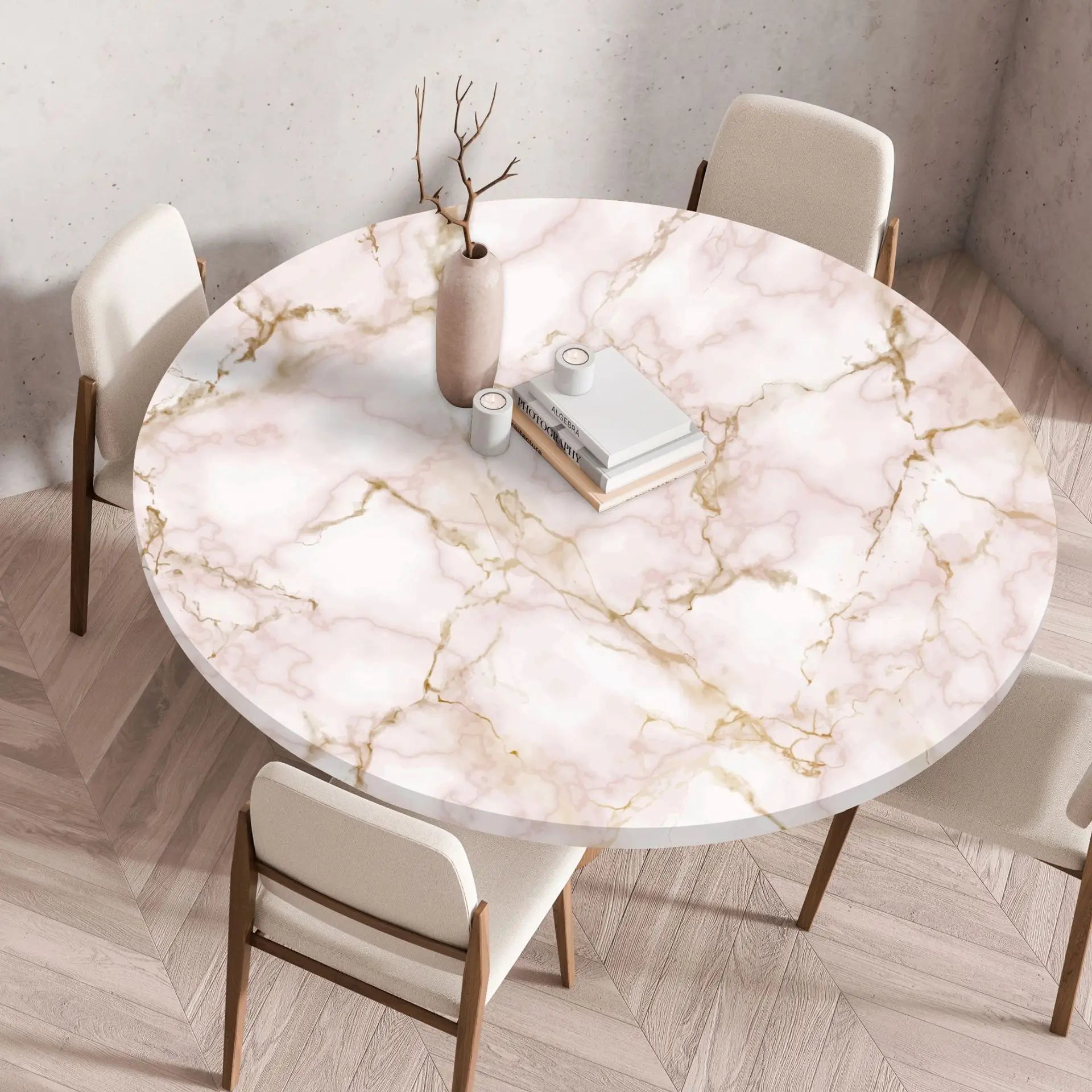 Nappe de table ronde imperméable effet marbre