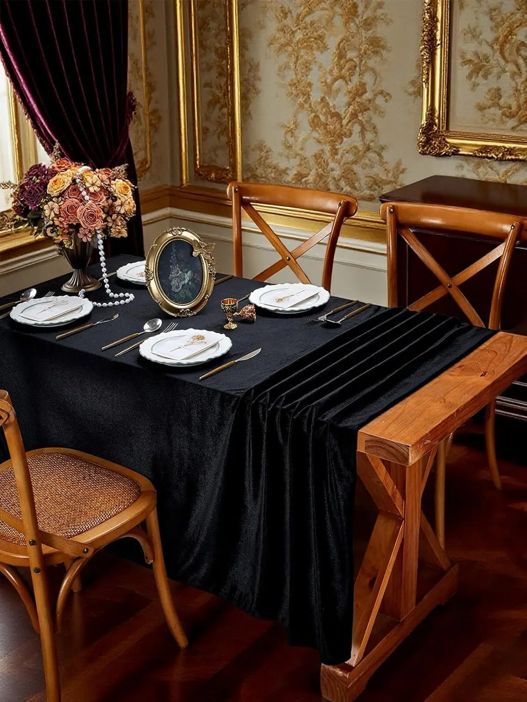 Nappe de table effet velours - Noir