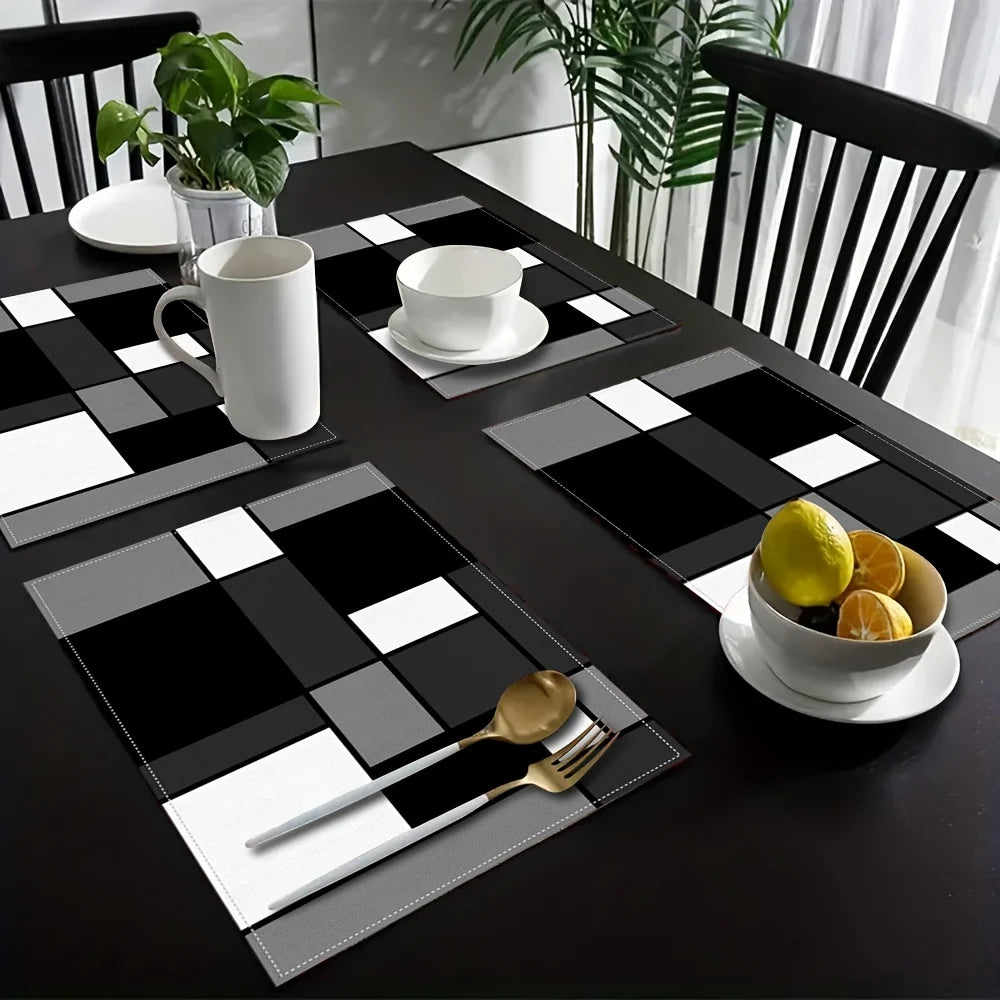 Lot de 4 napperons à motifs géométriques - Noir