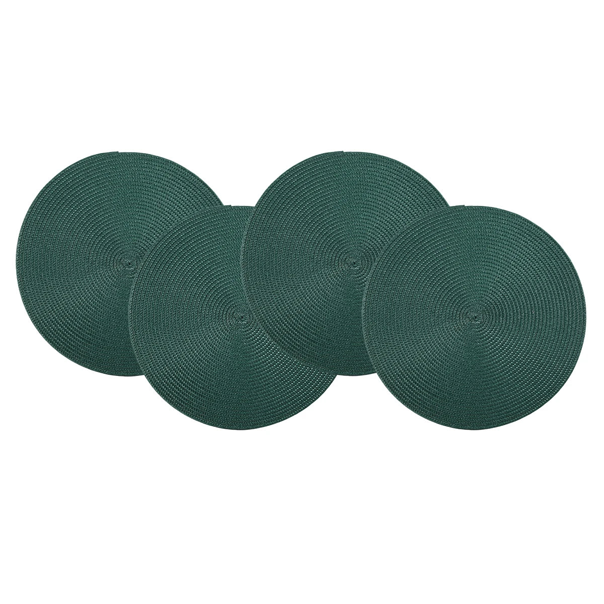 Lot de 4 napperons ronds tissés - Vert sapin