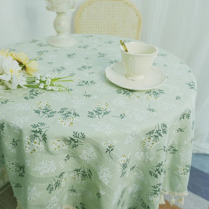 Nappe ronde en coton - Vert sauge