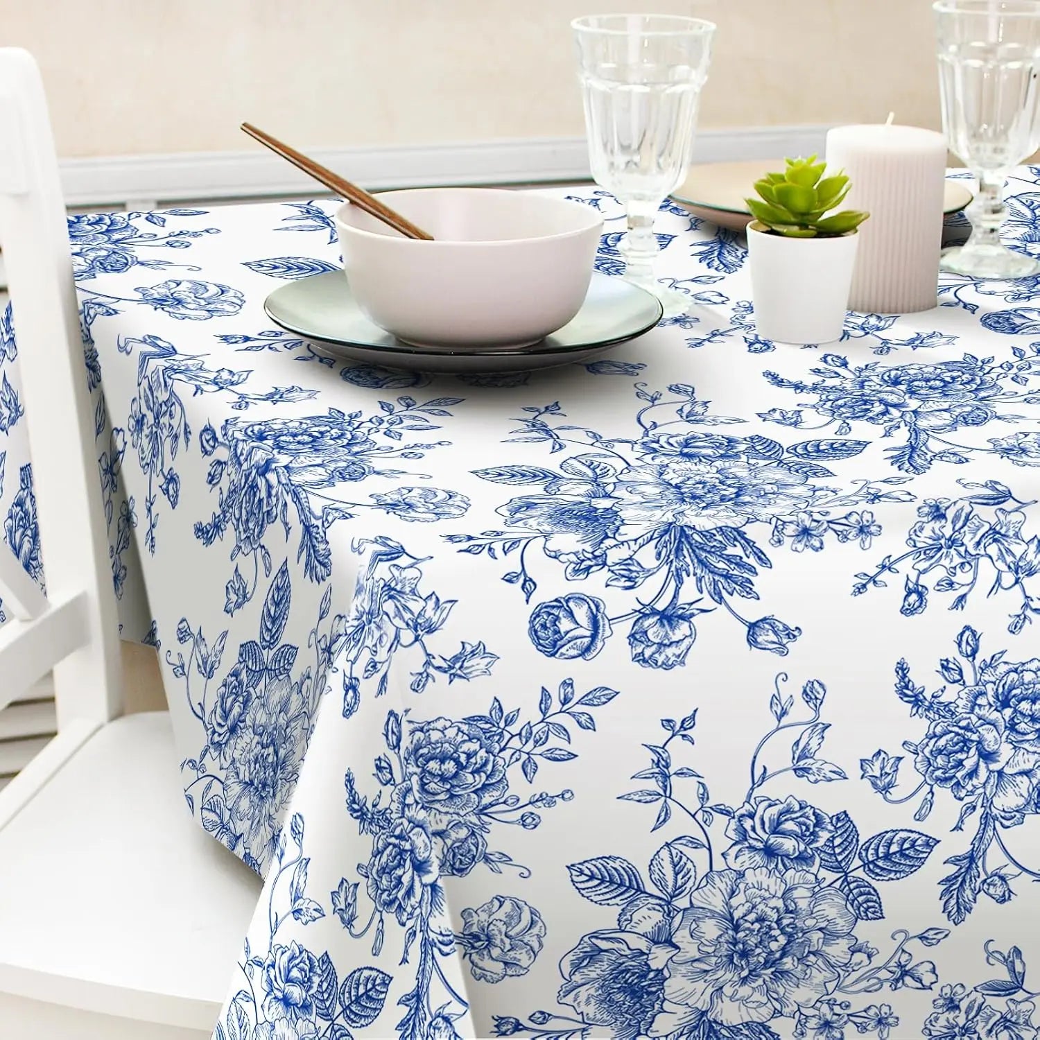 Nappe de table imperméable en porcelaine florale