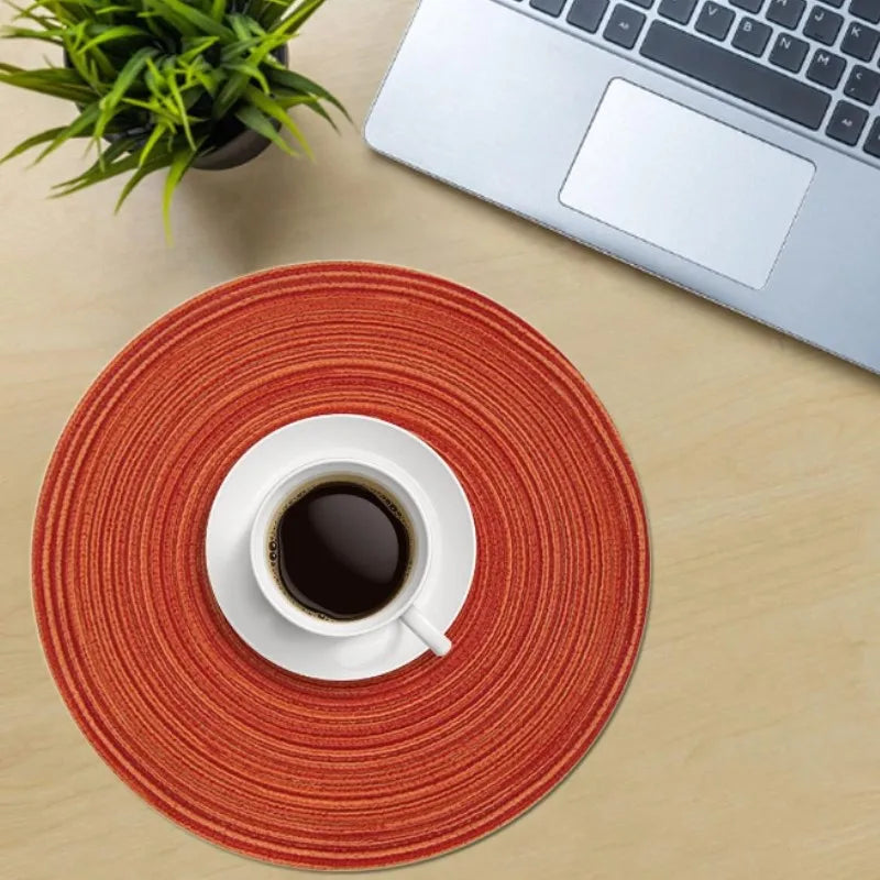 Lot de 4 napperons ronds tissés - Orange