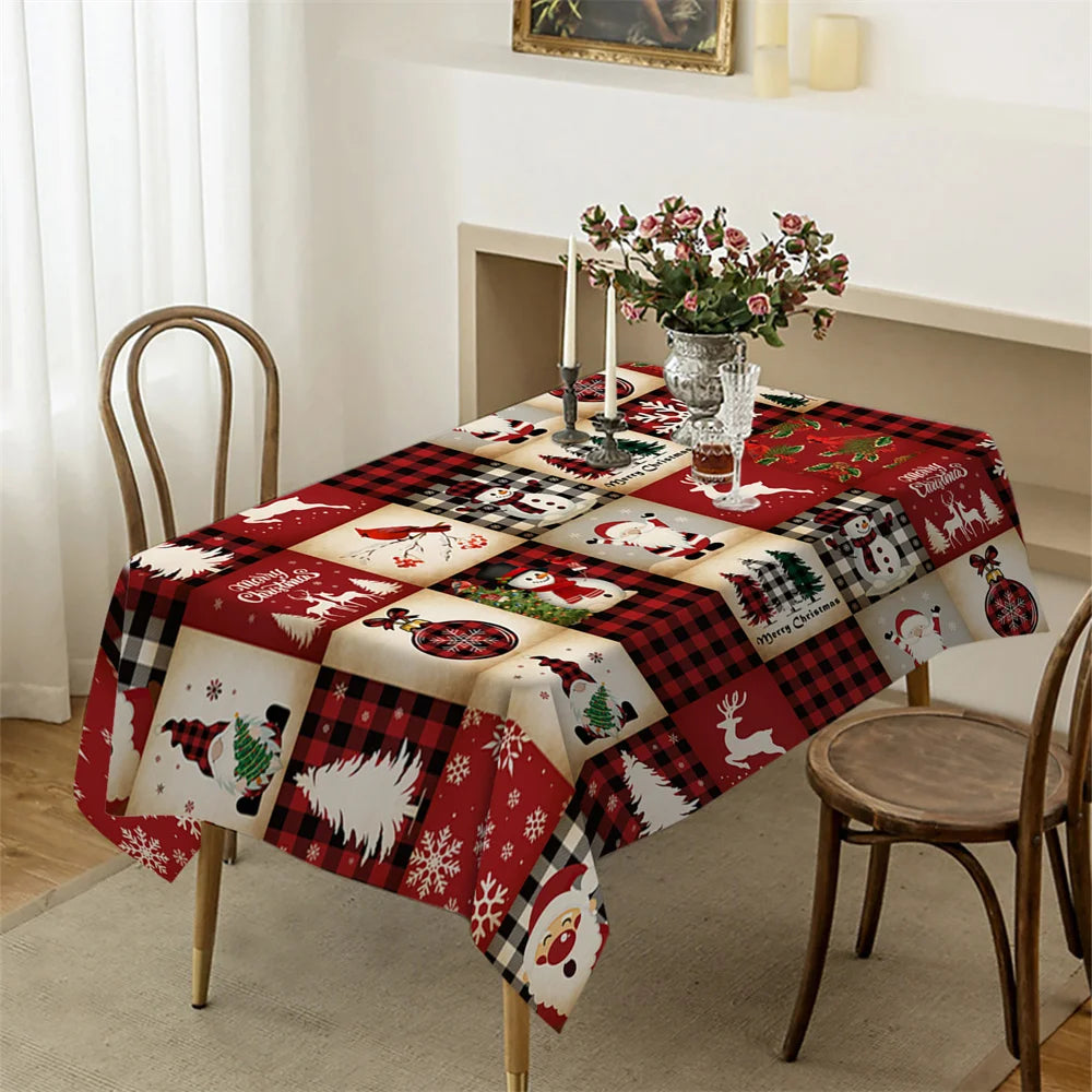 Nappe de Noël à motifs Patchwork rouges et blancs