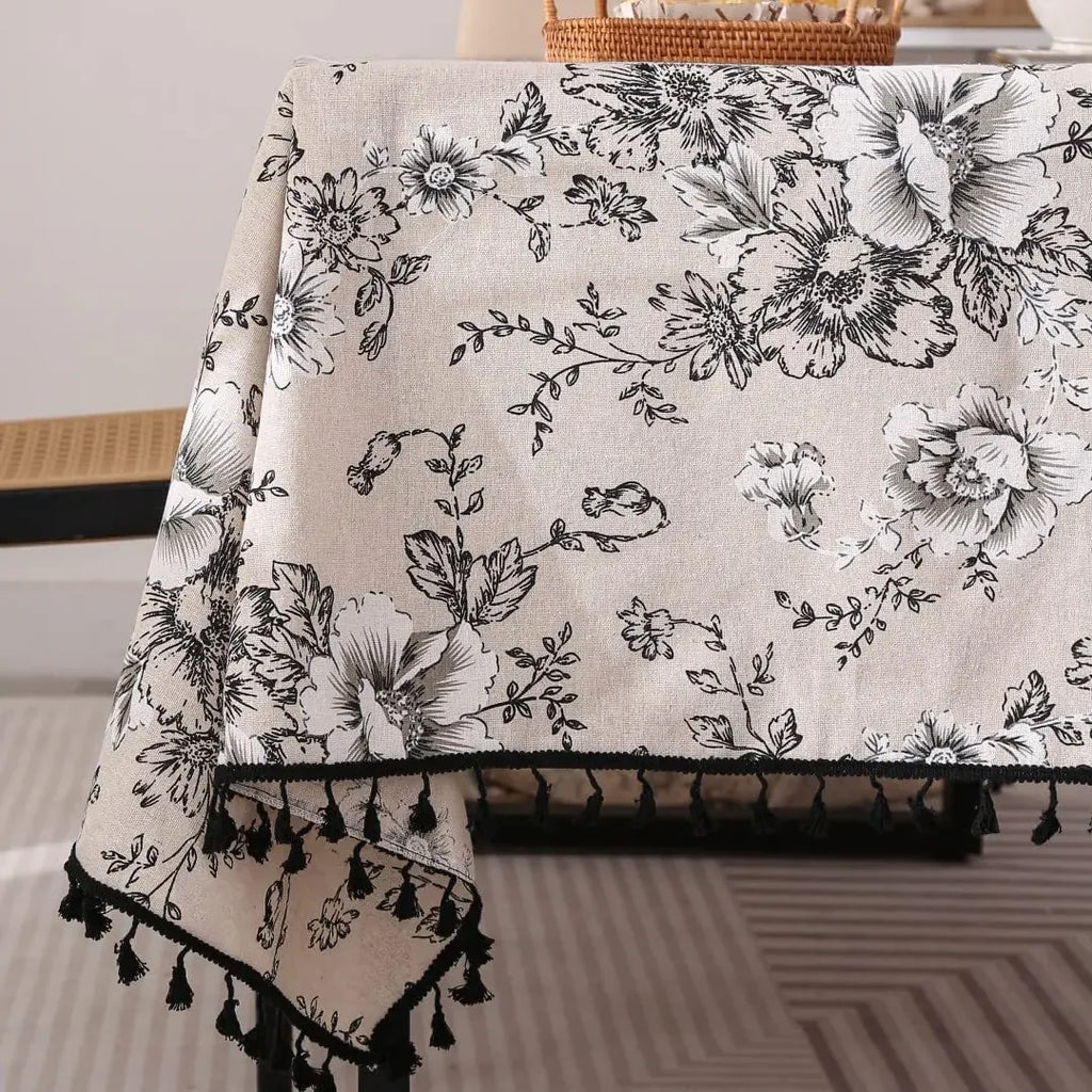 Nappe en lin imprimé florale