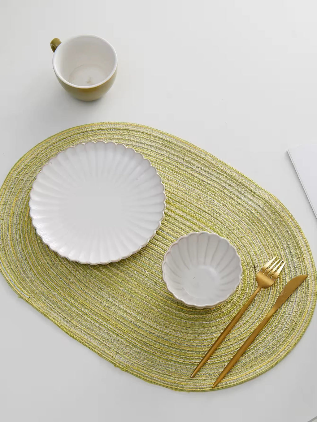 Lot de 4 napperons ovales tissés antidérapants - Vert