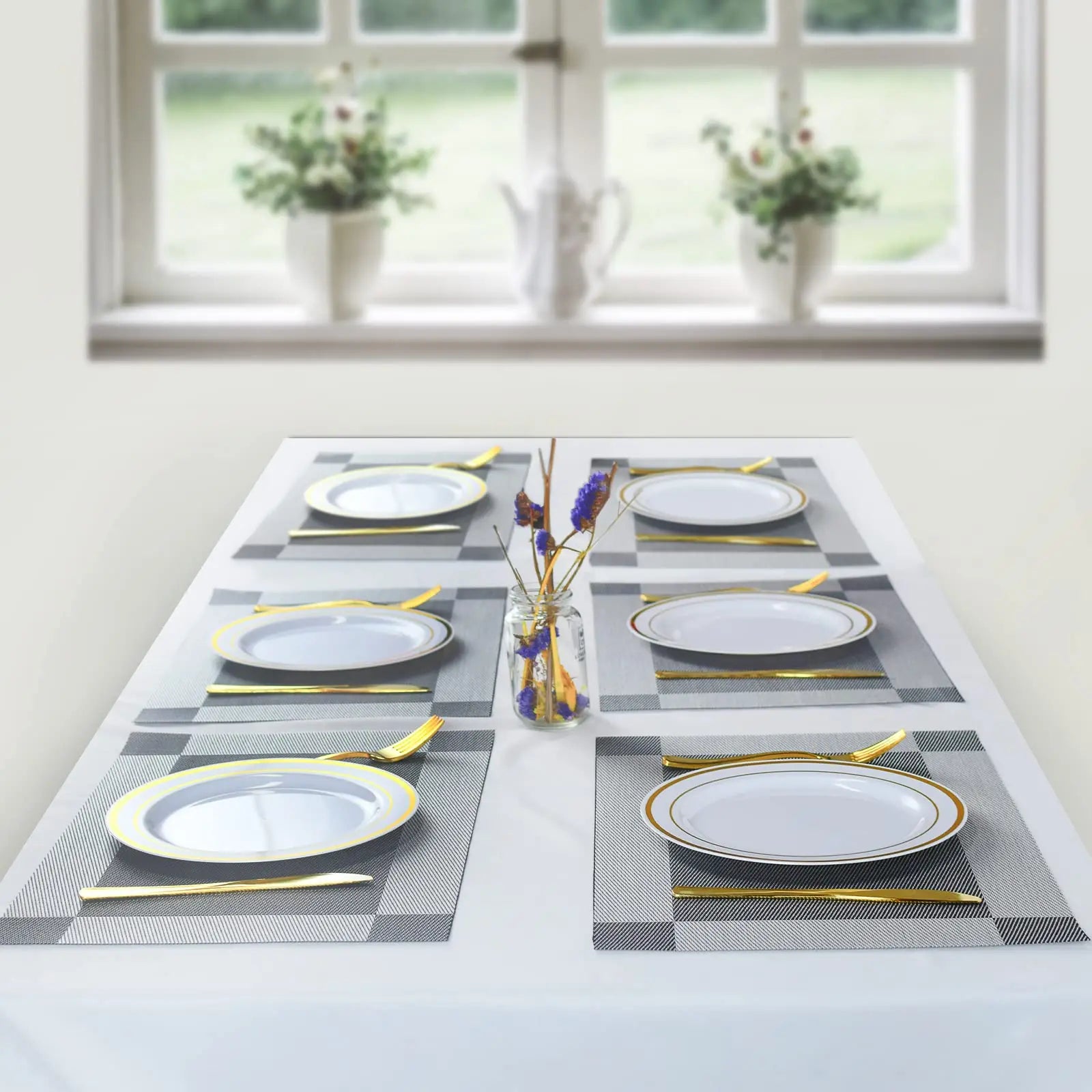 Lot de napperons en PVC anti-brûlure - Gris