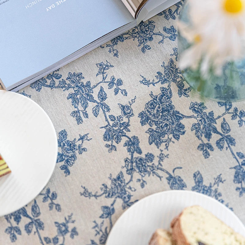 Nappe en coton – imprimé floral bleu
