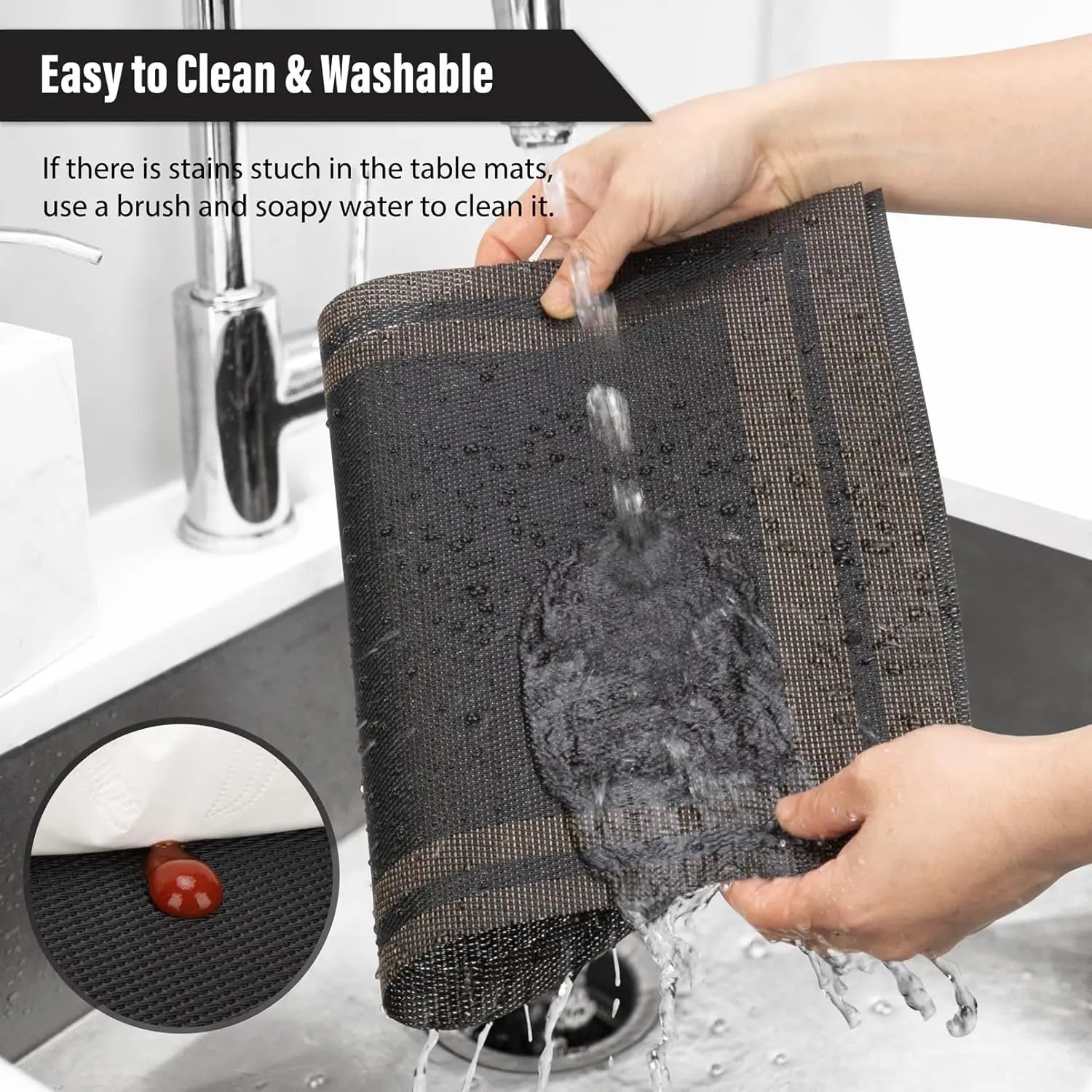 Lot de napperons en PVC anti-brûlure - Noir