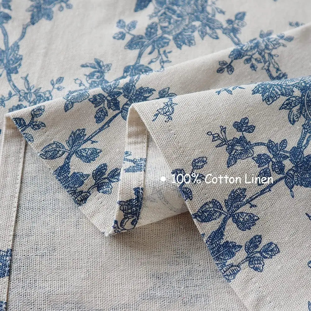 Nappe en coton – imprimé floral bleu