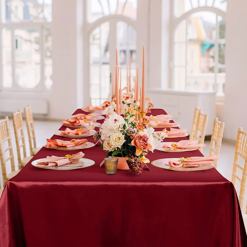Nappe de table en satin - Rouge foncé