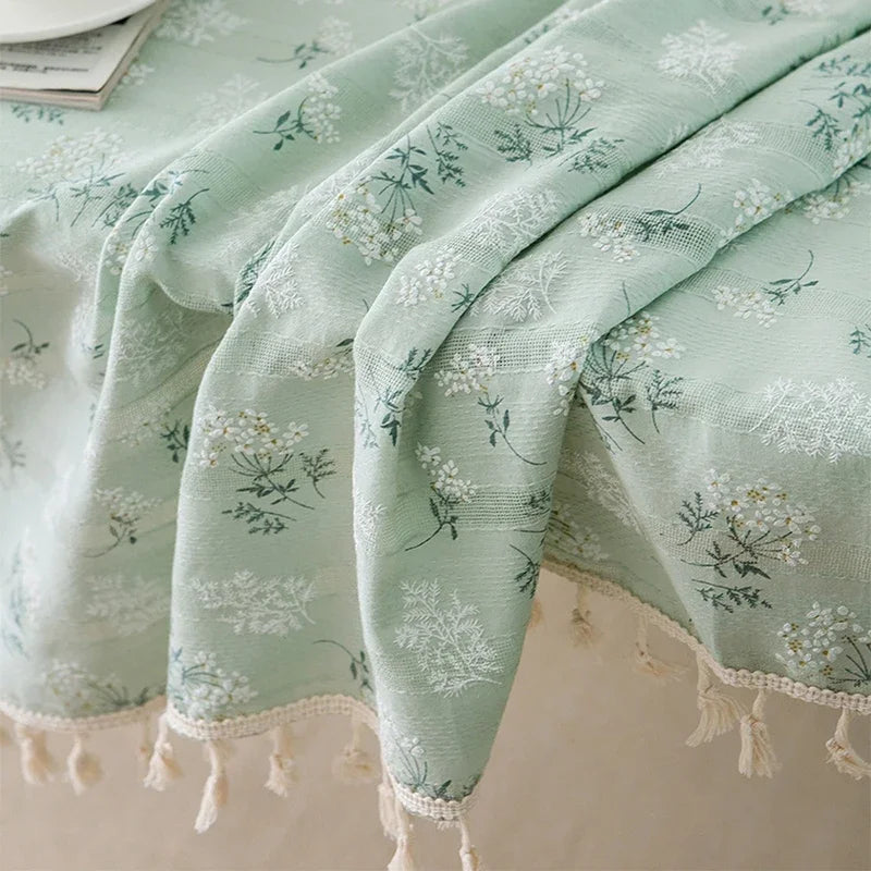 Nappe ronde en coton - Vert sauge
