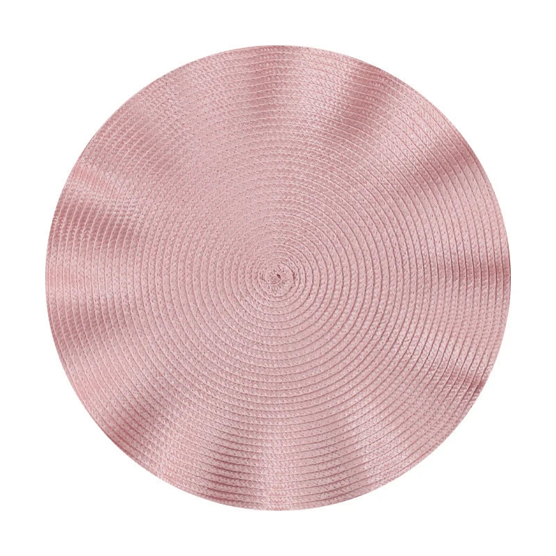 Lot de 6 napperons ronds tissés à volants - Rose