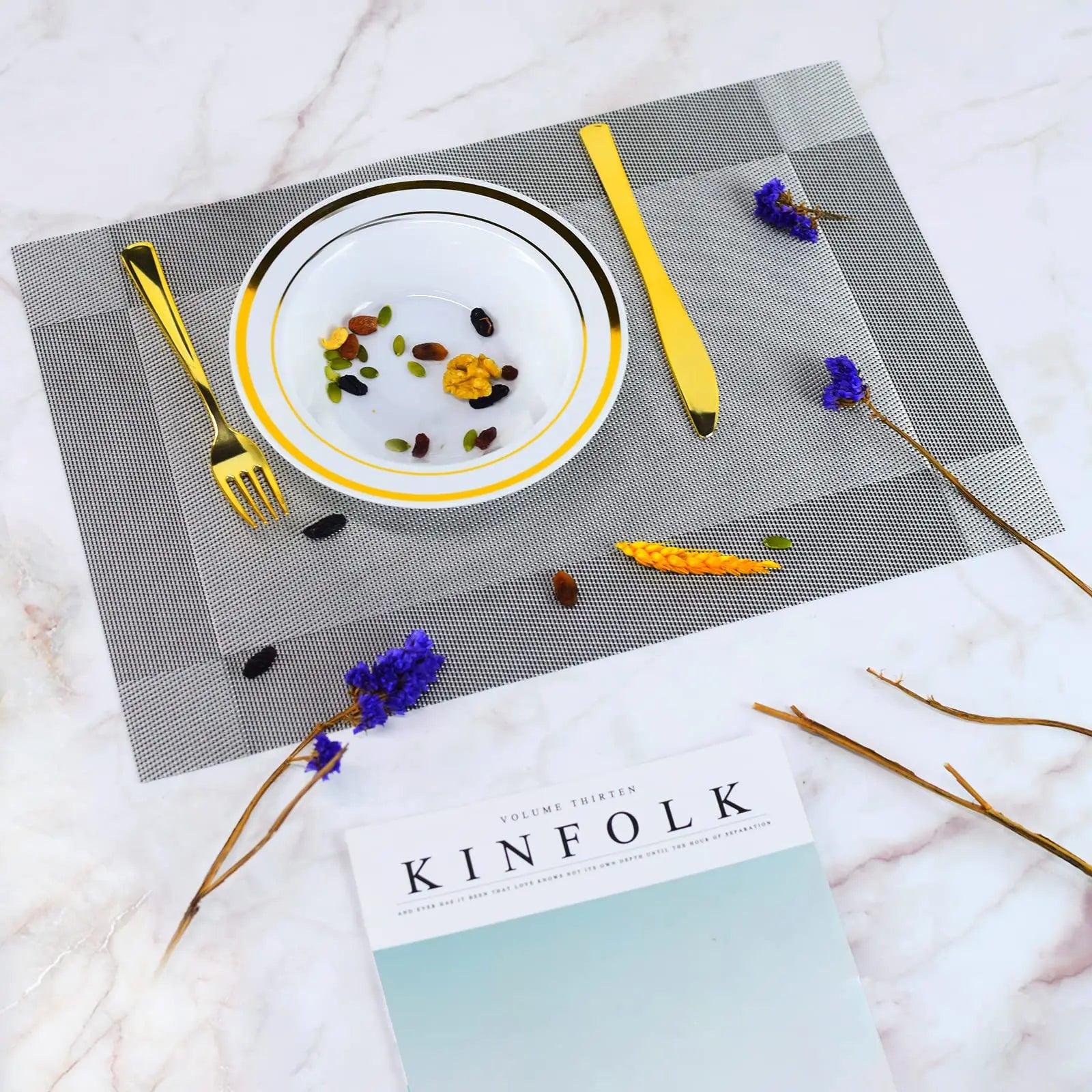 Lot de napperons en PVC anti-brûlure - Gris