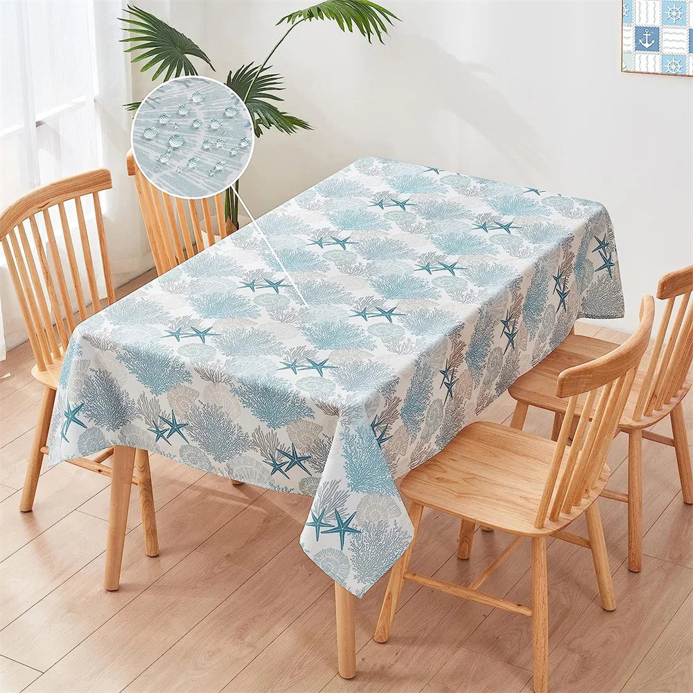 Nappe de table à imprimé corail et étoiles de mer