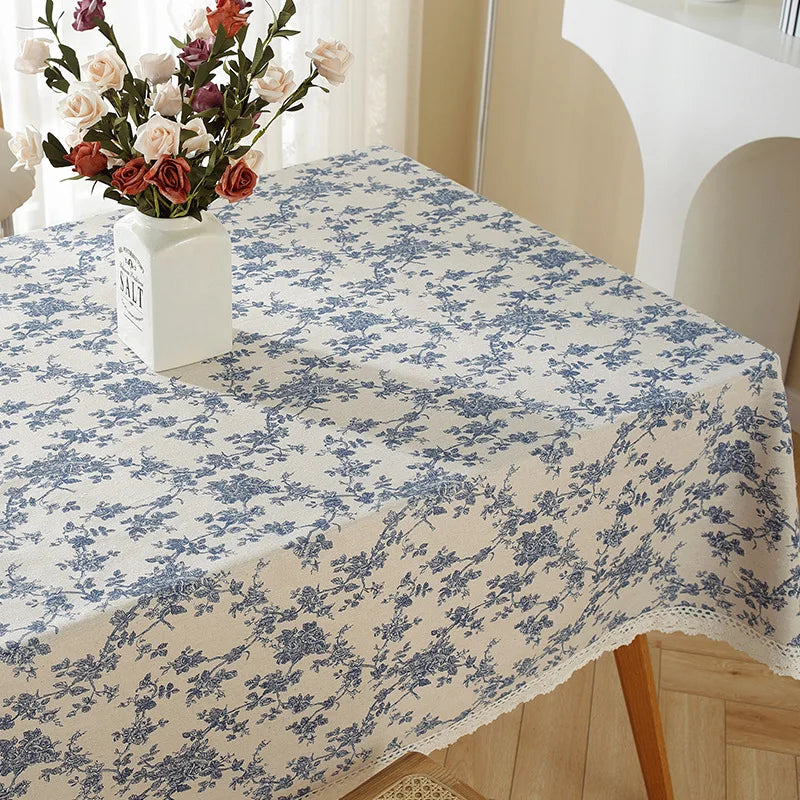 Nappe en coton – imprimé floral bleu