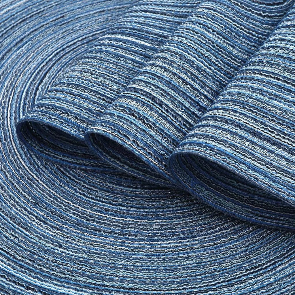 Lot de 4 napperons ronds tissés - bleu foncé