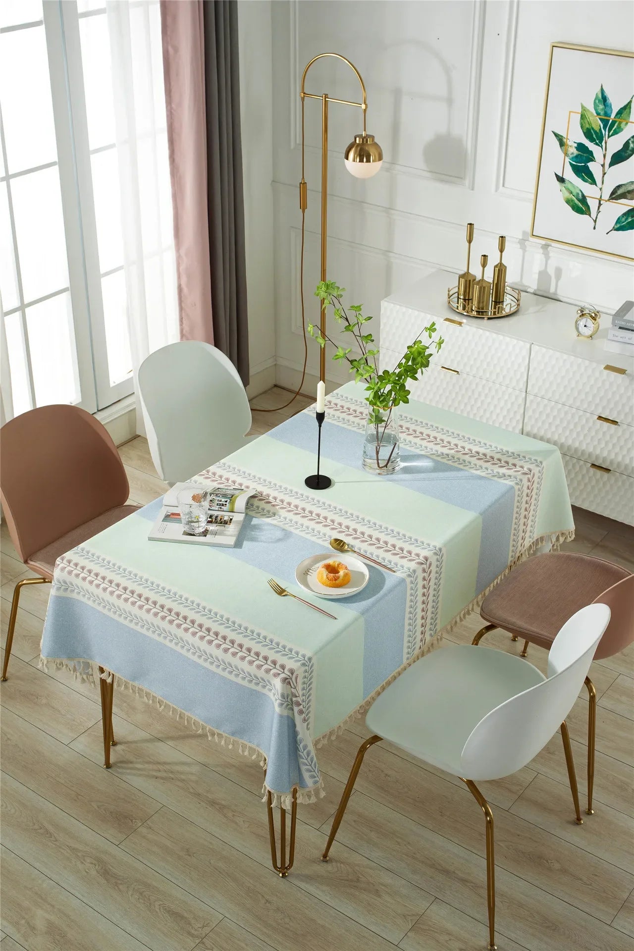 Nappe en coton imperméable – à larges rayures