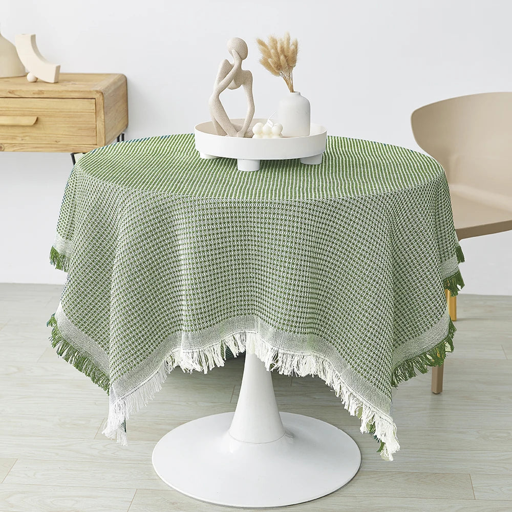 Nappe à franges carrée en coton