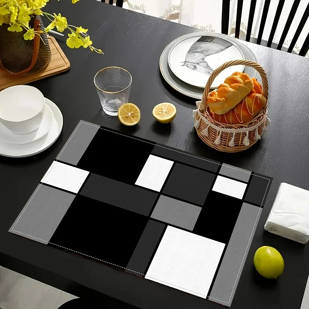 Lot de 4 napperons à motifs géométriques - Noir