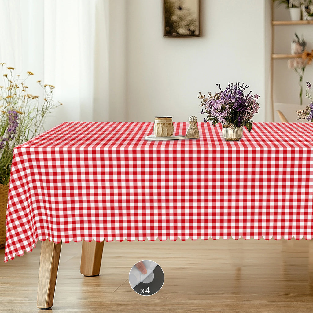 Nappe de table imperméable à carreaux rouge et blanc