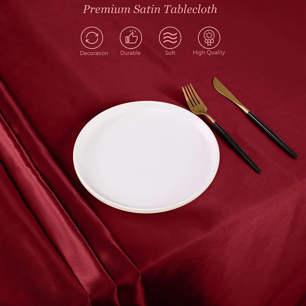 Nappe de table en satin - Rouge foncé